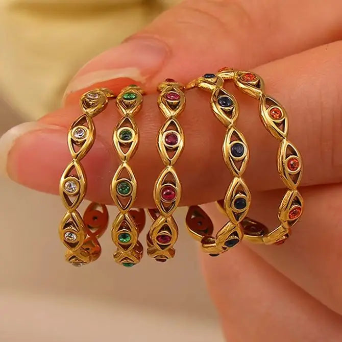 Anillo Ojo Turco Circonita Verde