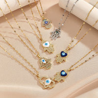 Collar de ojo de diablo para hombres y mujeres, chapado en oro de 18k, gota de aceite de palma, joyería de circón de colores, colores aleatorios, nuevo