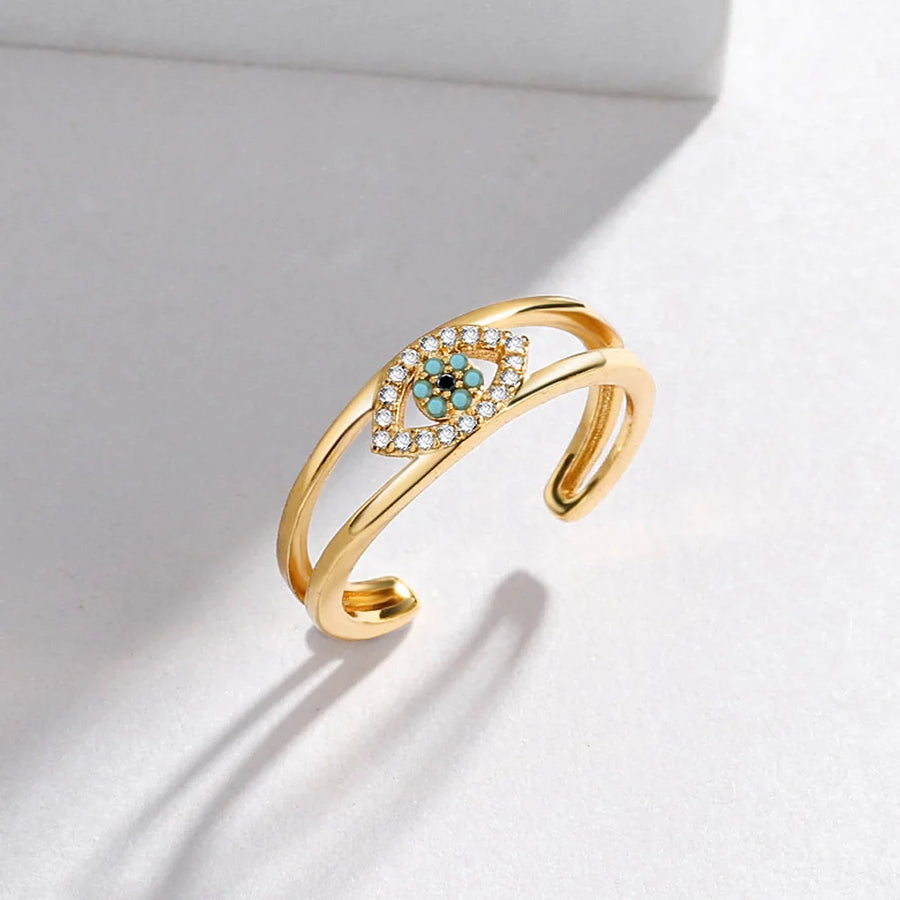 Anillo Ojo Turco Circonita Azul Abierto