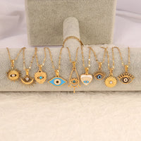 Collar Vintage de acero inoxidable 316L para mujer, colgante de mal de ojo esmaltado de Color dorado, cadena, Gargantilla, joyería, regalos