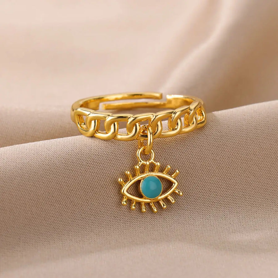 Anillo Ojo Turco Serpiente Dorada