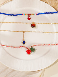 4 Uds. De dije de fantasma de ojo de diablo bohemio, diseño de amor, cadena de suéter apilada, collar de mujer, joyería de regalo de fiesta