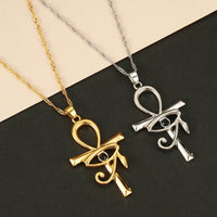 Collar religioso con colgante de llave de Cruz Ankh para mujer, Ojo de Horus, collar con declaración, regalo de joyería de la suerte