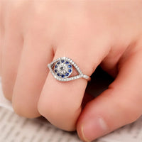 Anillo Ojo Azul Plata 925 Moderno