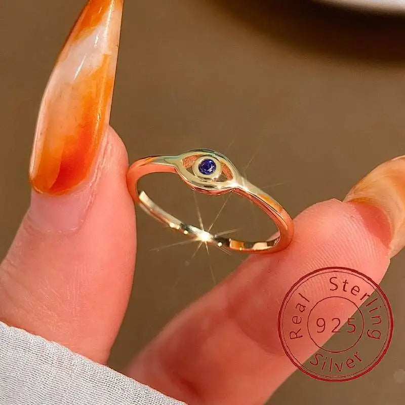 Anillo Ojo Turco Plata 925 Clásico Azul