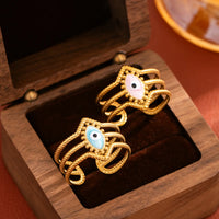 Anillo Ojo Turco Geométrico Dorado