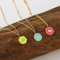 Collar con colgante de mal de ojo turco para mujer, cadena de acero inoxidable Bohemia, collar de esmalte colorido, collar de clavícula Vintage
