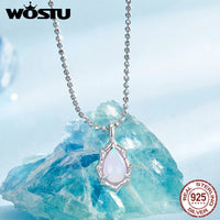 WOSTU-collar con colgante de ópalo en forma de lágrima para mujer, de Plata de Ley 925, cadena de ópalo de ojo de caballo rojo fuego, gargantilla, regalo de fiesta para mamá