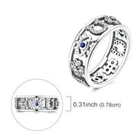 Anillo Ojo Turco, Trébol y Herradura Plata 925