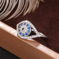 Anillo Ojo Azul Plata 925 Moderno
