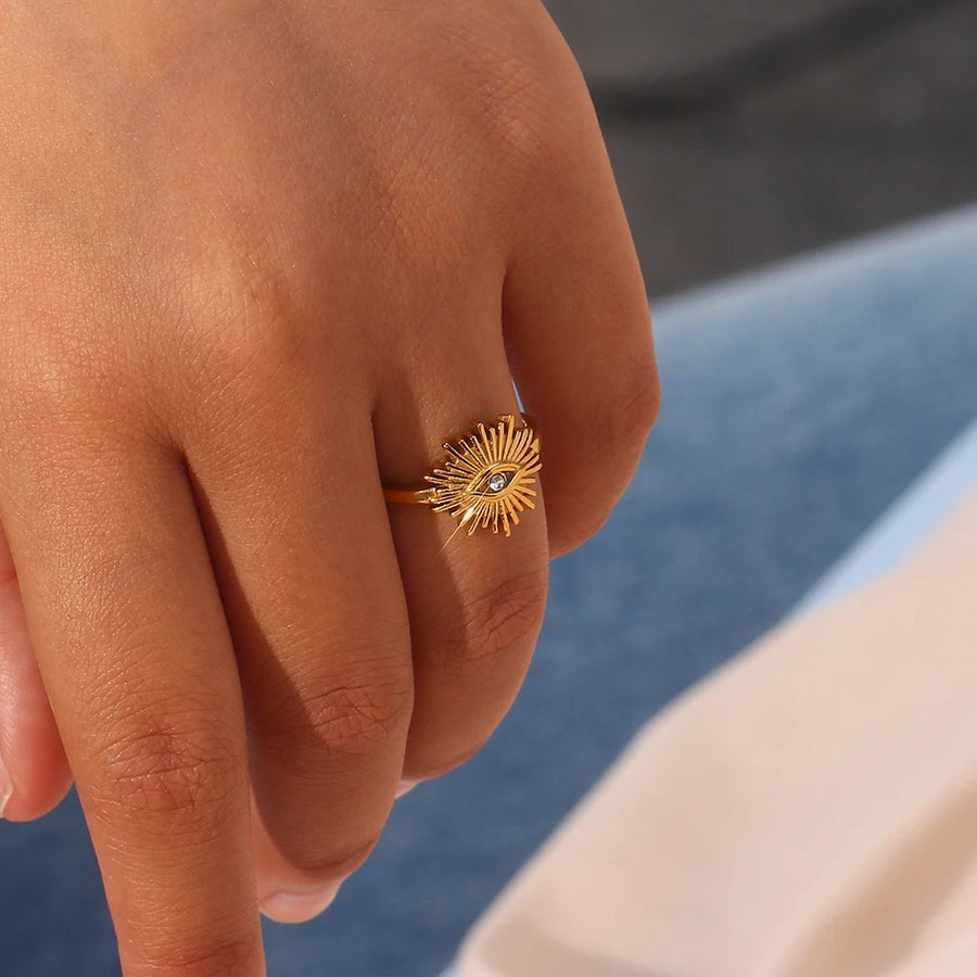 Anillo Ojo Turco Hipoalergénico Dorado