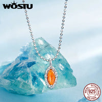 WOSTU-collar con colgante de ópalo en forma de lágrima para mujer, de Plata de Ley 925, cadena de ópalo de ojo de caballo rojo fuego, gargantilla, regalo de fiesta para mamá