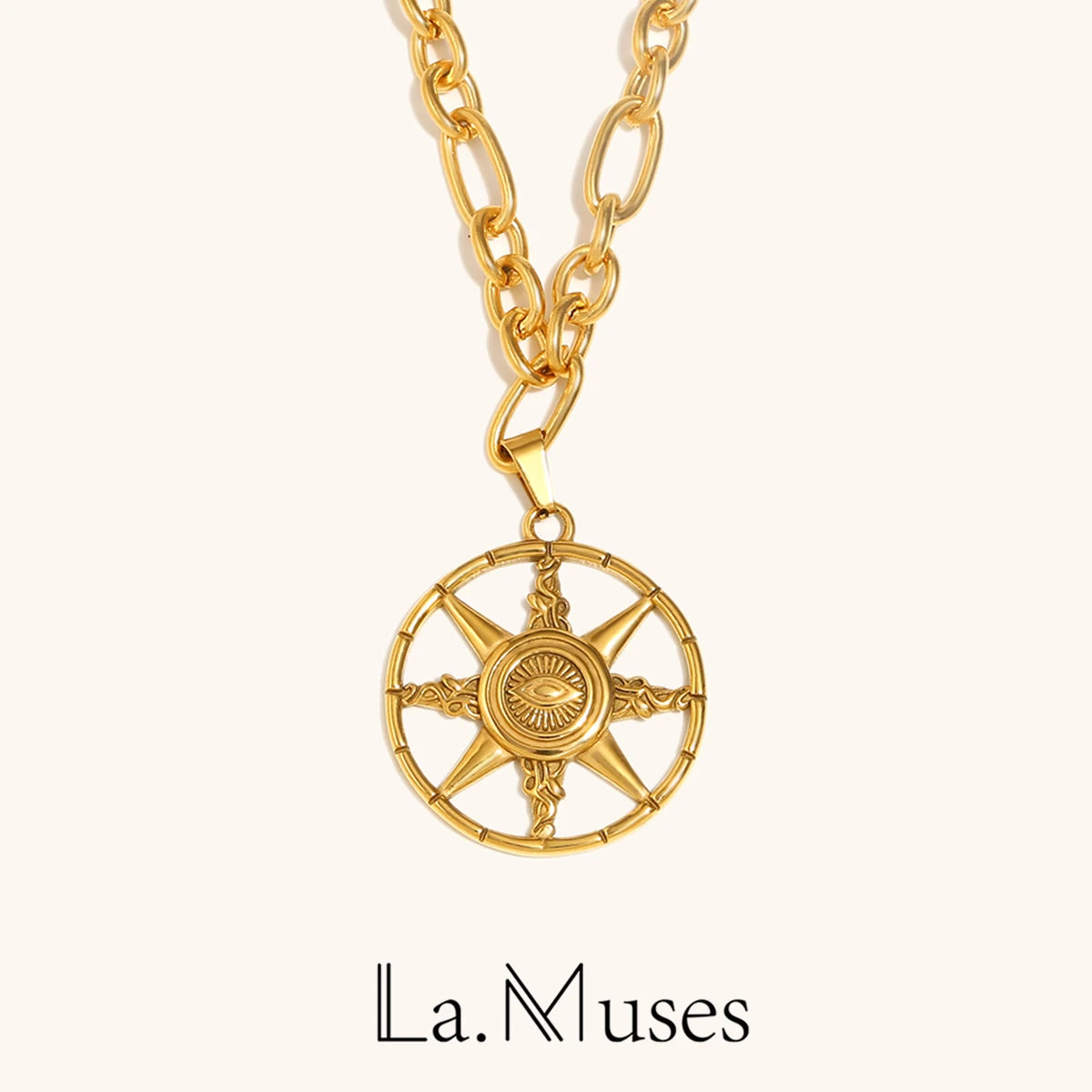 La. Muses-colgante octogonal de ojo de diablo para mujer, cadena Irregular de acero inoxidable, joyería resistente al agua, regalos