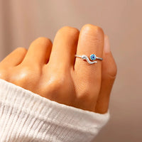 Anillo Ojo Turco Azul Oro 14K