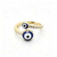 Anillo Ojo Turco Azul Oro y Plata