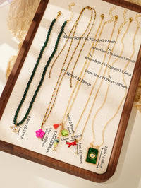 Collar bohemio apilado de 5 uds., tinta de ojo del diablo, cuentas verdes, borla, flor, diseño de múltiples dijes, regalo de joyería diaria para mujer