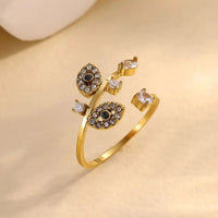 Anillo Ojo Turco Hoja Dorada