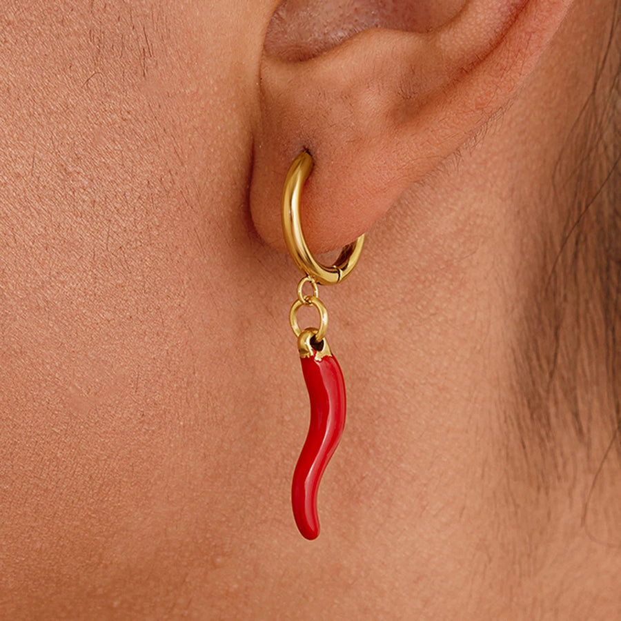 Pendientes colgantes youthway de acero inoxidable chapado en oro de 18 quilates con aceite y pimiento para ir al trabajo todos los días