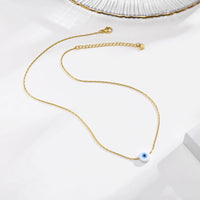 Collar con colgante de Ojo Azul malvado para mujer, cadena fina de acero inoxidable, Color dorado, amuleto de ojos