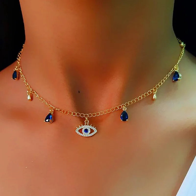 Collar de ojo de diablo para mujer, joyería fina decorada de circón de lujo, regalos de fiesta para niñas y niños, venta al por mayor
