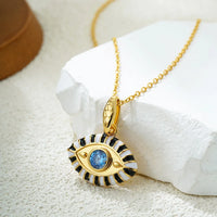 Collar con Colgante de Ojo Turco de Acero Inoxidable con Esmalte Multicolor y Circones, Chapado en Oro de 18K, Gargantilla para Mujer