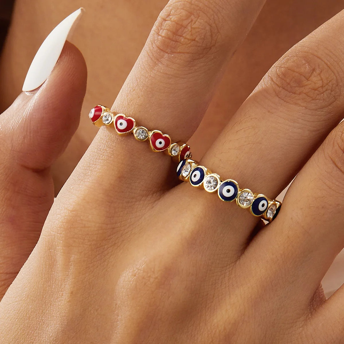 Anillo Ojo Turco Corazón de Pareja