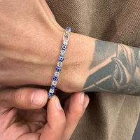 Nuevo Collar Gargantilla Estilo Tenis Europeo Americano con Incrustaciones de Circonitas, Ojo Turco y Ojo de Gato, Multicolor, para Mujer