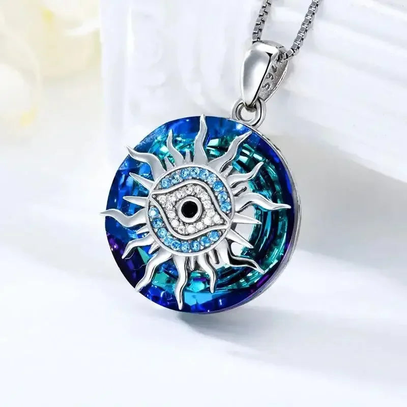 Collares de joyería de alta gama para mujer, amuleto de transferencia de mal de ojo de aceite de gota azul hielo, 2023