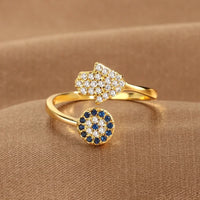 Anillo Mano de Fátima y Ojo Turco Bendición