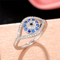 Anillo Ojo Azul Plata 925 Moderno