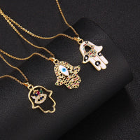 Nuevo Collar turco de ojo del diablo para hombres y mujeres, placa dorada, gota de aceite de palma, colgante de Fátima