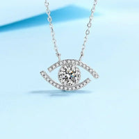 Collar con Colgante de Moissanita de 0.5 Quilates con Diseño Elegante de Ojo de Diablo en Platino PT950 para Chicas, Regalo de Cumpleaños para Mujeres, Joyería Fina