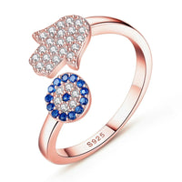 Anillo Mano de Fátima Ojo Turco Plata 925