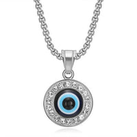 Colgante de Ojo Turco Místico Pequeño para Mujer, en Acero Inoxidable Color Oro y Plata, con Zirconia Redonda, Amuleto, Collar para Mujer, Joyería