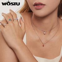 WOSTU-collar con colgante de ópalo en forma de lágrima para mujer, de Plata de Ley 925, cadena de ópalo de ojo de caballo rojo fuego, gargantilla, regalo de fiesta para mamá