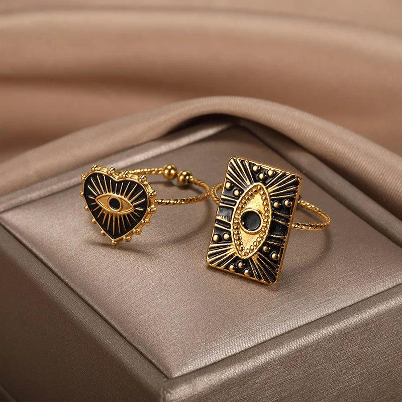 Anillo Ojo Turco Corazón Dorado