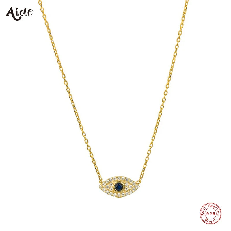 Aide-collar con colgante de diamante de ojo malvado para mujer y niña, moda coreana de Plata de Ley 925, regalos para fiesta, joyería fina