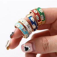 Anillo Ojo Turco Esmalte Azul Moderno