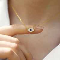 Collar de ojo de diablo con diamantes, exquisito y de alta gama, para mujeres con ojos azules, muy vendido.