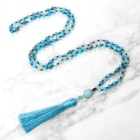 Mala-collar de oración de 108 cuentas, collares de piedra de ónix de ojo de tigre Natural de 6mm, colgante de borla, accesorios cuadrados, joyería de meditación