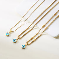 Encantador collar de cadena de serpiente con colgante de mal de ojo para mujer, delicado collar de acero inoxidable, accesorio de joyería de fiesta para niñas