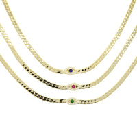 Collar de cadena con diseño de ojo turco y serpiente, recién lanzado, con cadena de clavícula de circonitas multicolores chapadas en oro para joyería de cuello femenina