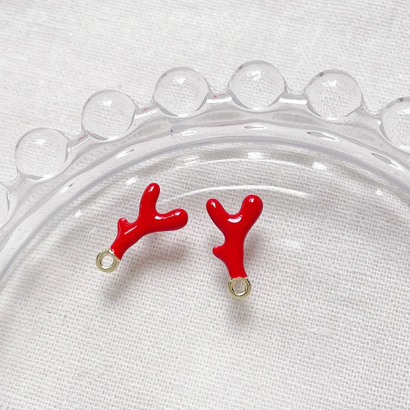 10 Uds Diy dijes colgantes de Coral caliente aleación de Color rojo collar pendientes colgantes Conenctors pendientes Diy accesorios para hacer joyas