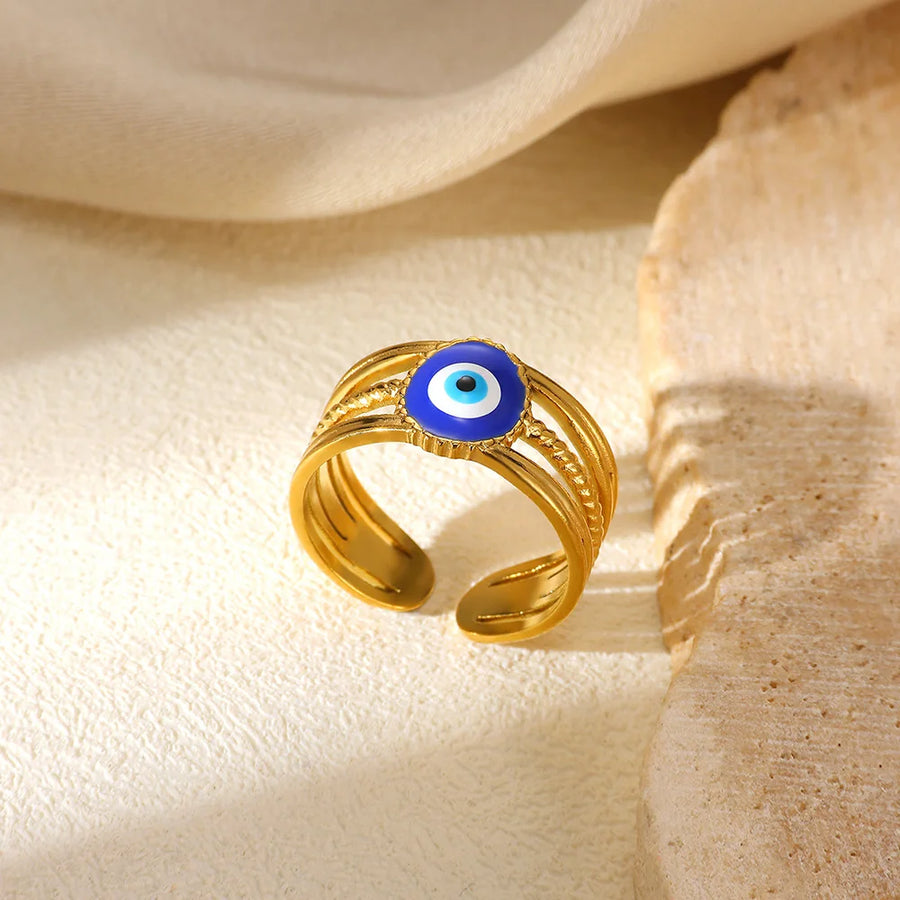 Anillo Ojo Turco y Mano de Fátima Apilable
