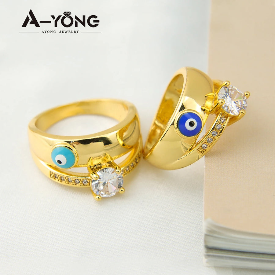 Anillo Ojo Turco Grande Dorado