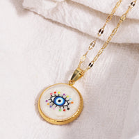 Collar con colgante de ojos malvados esmaltados coloridos Vintage, Gargantilla geométrica de moda de acero inoxidable, joyería, regalos de fiesta para mujeres y niñas