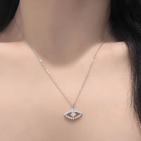 Collar con Colgante de Ojo Turco de Plata de Ley S925 con Moissanita de 0.3CT para Mujer, Joyería Brillante en Forma de Ojo con Color D y Claridad VVS1