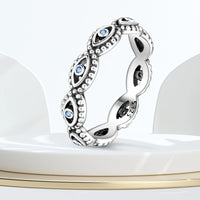 Anillo Ojo Turco Azul Plata 925 Original