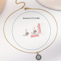 Conjunto de Joyería Bohemia Vintage para Mujer, Collar con Colgante de Ojo Turco Microincrustado en Turquesa, Pendientes de Ojo Turco Microincrustados en Turquesa