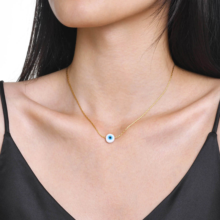 Collar con colgante de Ojo Azul malvado para mujer, cadena fina de acero inoxidable, Color dorado, amuleto de ojos
